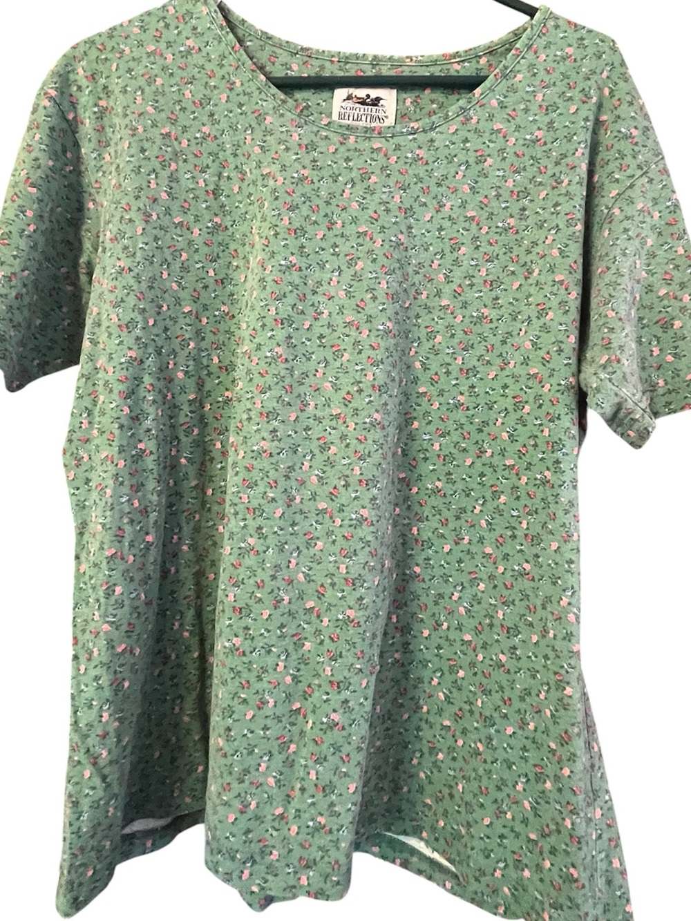 VTG Northern Reflections Women's Green Floral Short Sleeved T shirt size Large